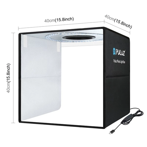 PULUZ PU5044BD 40 * 40 * 40 cm összecsukható LED fénysátor asztali fotóstúdió világítódoboz Softbox Type-C tápellátással