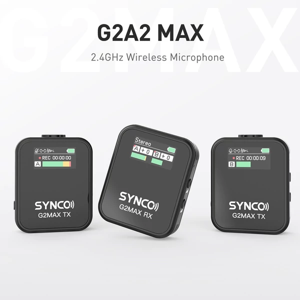 SYNCO G2MAX 2.4G vezeték nélküli mikrofonrendszer Clip-on mikrofon - 1-trigger-2