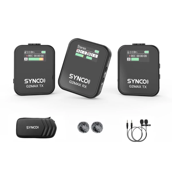 SYNCO G2MAX 2.4G vezeték nélküli mikrofonrendszer Clip-on mikrofon - 1-trigger-2