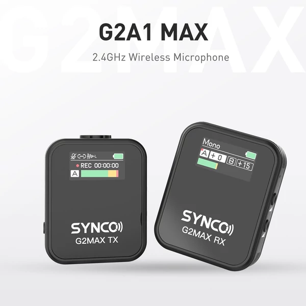SYNCO G2MAX 2.4G vezeték nélküli mikrofonrendszer Clip-on mikrofon - 1-trigger-1