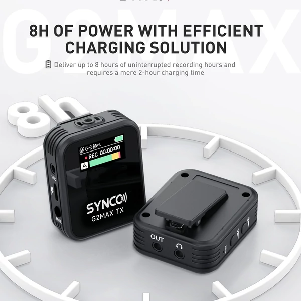 SYNCO G2MAX 2.4G vezeték nélküli mikrofonrendszer Clip-on mikrofon - 1-trigger-1