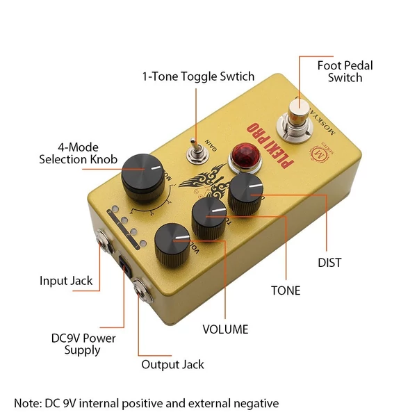 MOSKYAUDIO gitártorzító pedál elektromos gitár effektek pedál minigitár torzító effektus