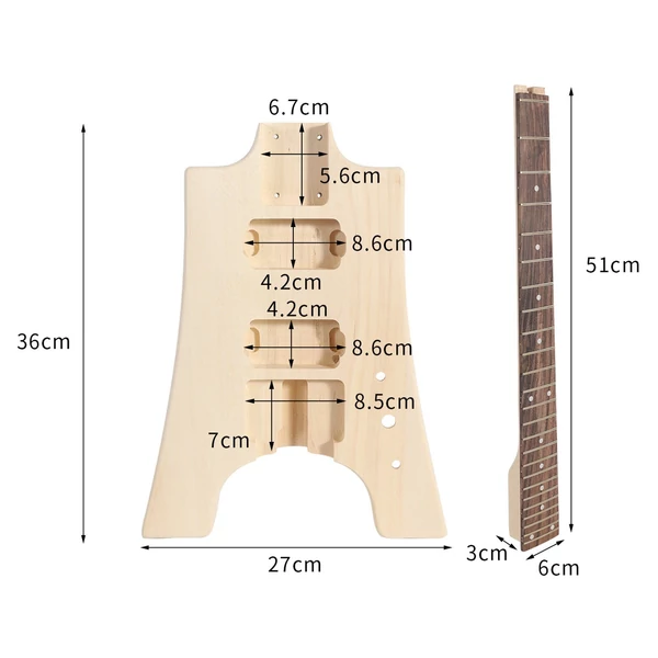 WT-1 DIY befejezetlen elektromos gitárkészlet Gitárhordó üres fa gitártest