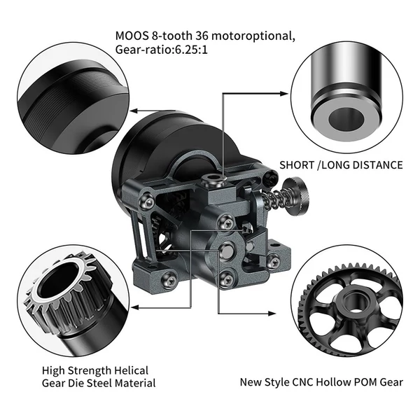 CNC teljesen fém Sherpa mini extruder magas hőmérsékletű, könnyű súlyú készlet (36 Moons motorral)