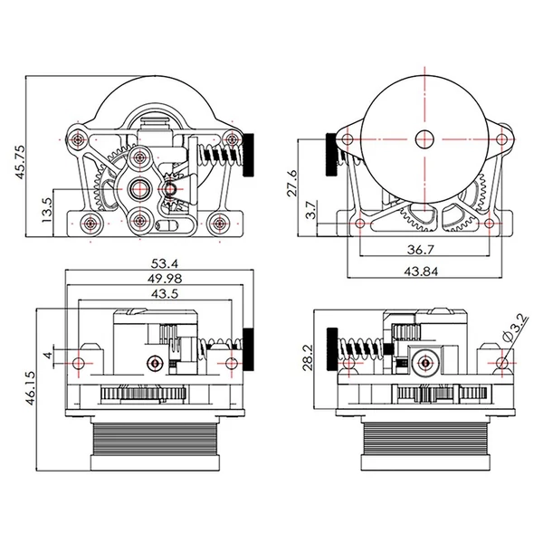 CNC teljesen fém Sherpa mini extruder magas hőmérsékletű, könnyű súlyú készlet (36 Moons motorral)