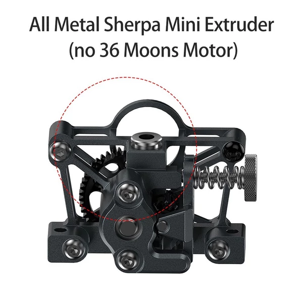 CNC teljesen fém Sherpa mini extruder magas hőmérsékletű, könnyű súlyú készlet (36 Moons motor nélkül)