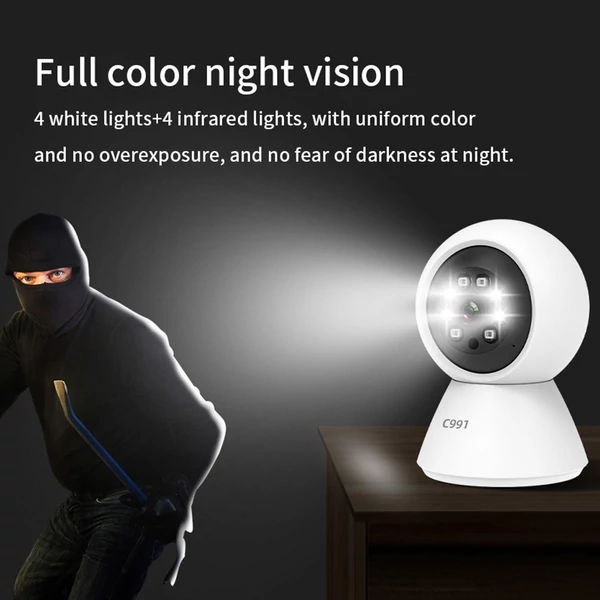 1080P biztonsági kamera 3 MP WiFi kamera Pásztázó/Dönthető kamera