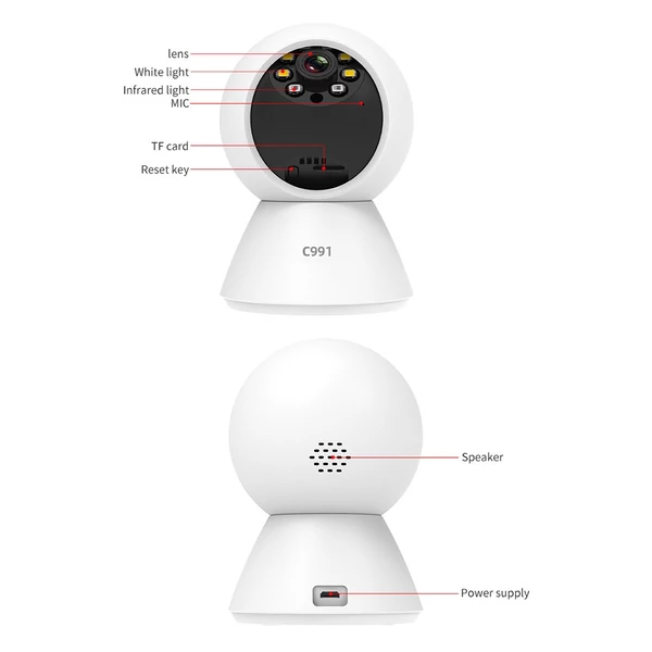 1080P biztonsági kamera 3 MP WiFi kamera Pásztázó/Dönthető kamera