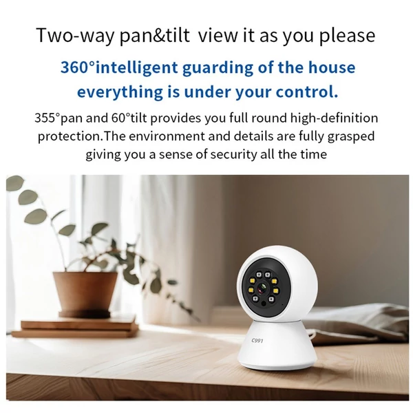 1080P biztonsági kamera 3 MP WiFi kamera Pásztázó/Dönthető kamera