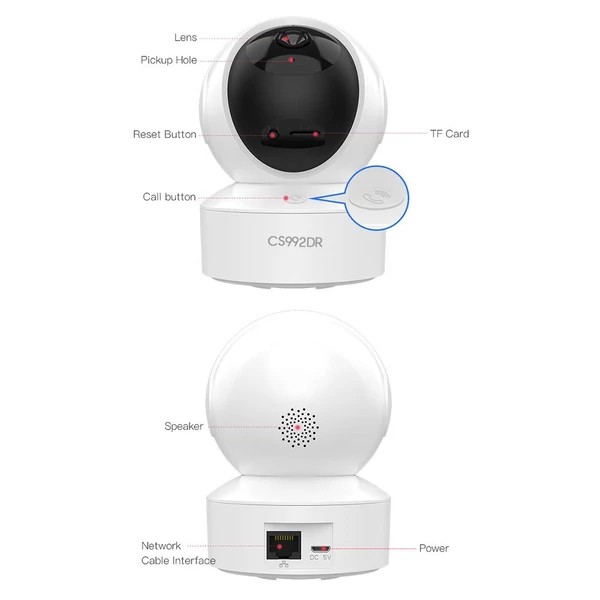 4 megapixeles biztonsági kamera WiFi kamera internetportos panorámás/dönthető kamerával