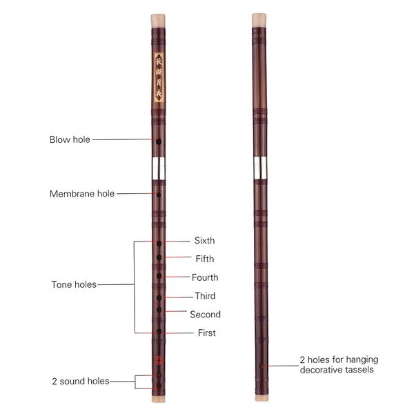 Csatlakoztatható keserű bambusz fuvola Dizi hagyományos kézzel készített kínai fafúvós hangszer