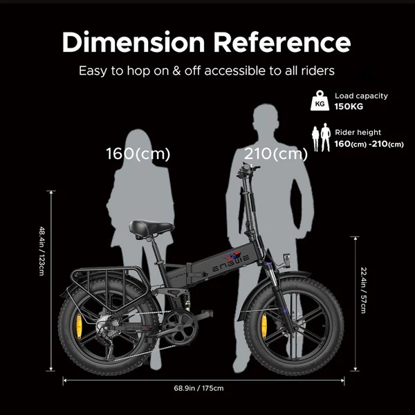 ENGWE Engine X Ebike 20x4,0 hüvelykes zsíros gumiabroncsok 250 W kefe nélküli motor teljes felfüggesztésű, összecsukható elektromos kerékpár - Fekete