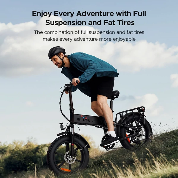 ENGWE Engine X Ebike 20x4,0 hüvelykes zsíros gumiabroncsok 250 W kefe nélküli motor teljes felfüggesztésű, összecsukható elektromos kerékpár - Piros
