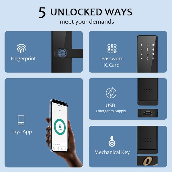 WAFU WiFi Smart Door Lock Kulcs nélküli bejárati ajtózár fogantyúval