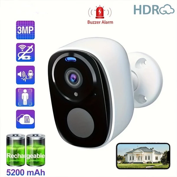 3 MP vezeték nélküli biztonsági kamera kültéri beltéri kamera Ultra HD 2K 2304x1296P éjjellátó otthoni kamera