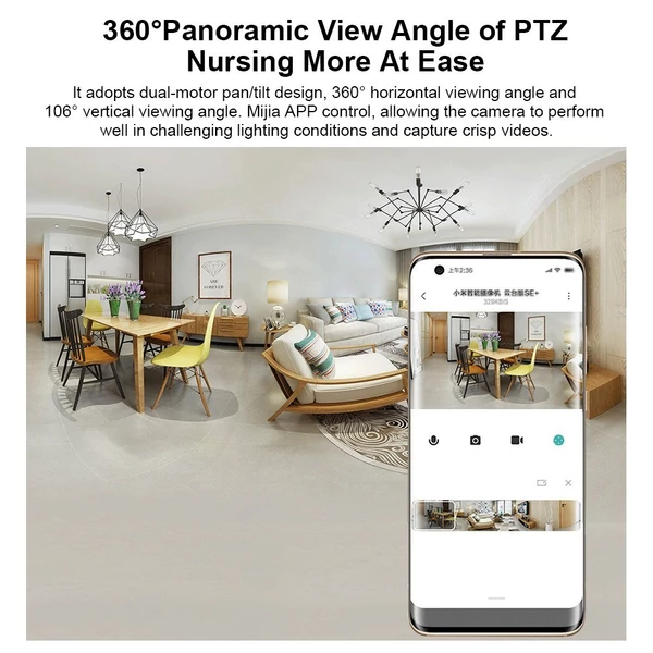 Xiaomi Smart SE 360 PTZ 1080P HD babafelügyeleti WiFi webkamera