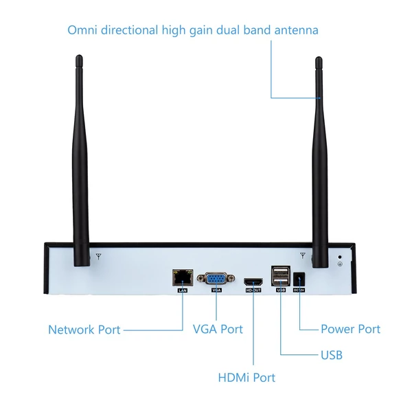 1080P 4CH HD vezeték nélküli biztonsági kamerarendszer, IP66 vízálló (a HDD nem tartozék)