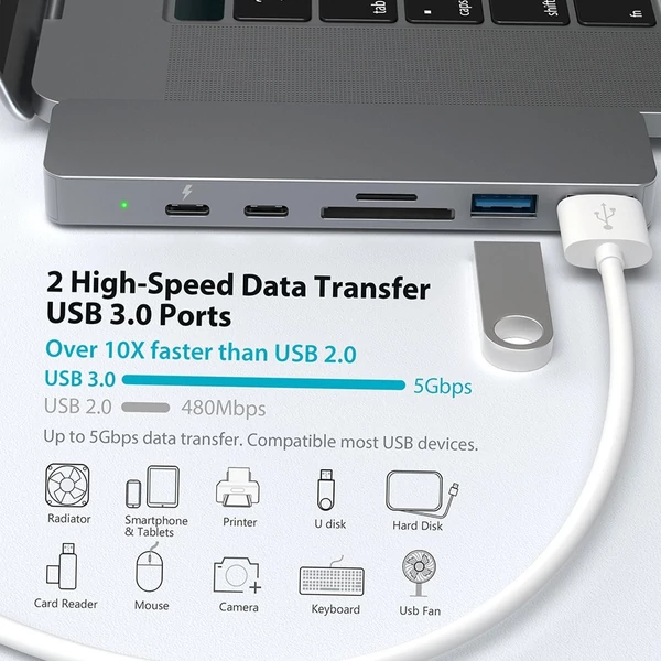 dodocool USB-C hub alumínium ötvözet 7 az 1-ben többportos hub