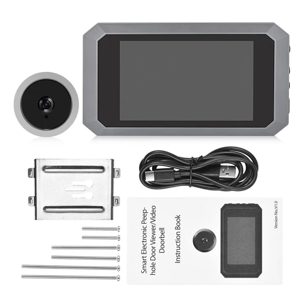 3,5 hüvelykes kukucskáló kamera lakásajtóhoz, 2 MP LCD - Szürke