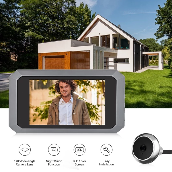 3,5 hüvelykes kukucskáló kamera lakásajtóhoz, 2 MP LCD - Szürke