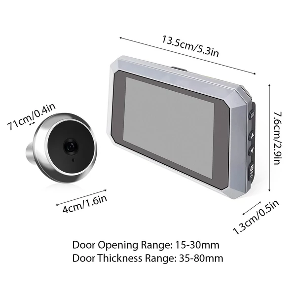 3,5 hüvelykes kukucskáló kamera lakásajtóhoz, 2 MP LCD - Szürke
