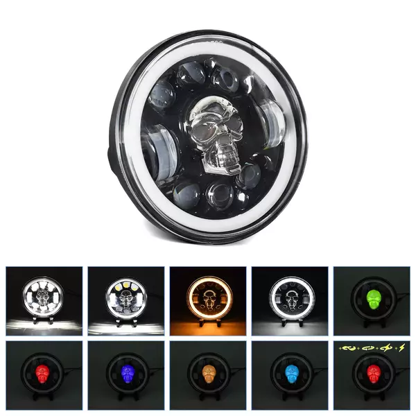 5,75 hüvelykes motorkerékpár LED-es fényszóró koponya mintával (1 db)