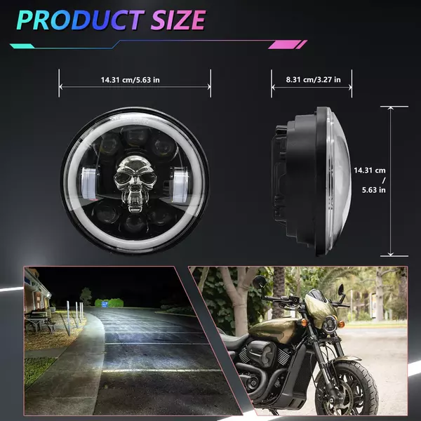 5,75 hüvelykes motorkerékpár LED-es fényszóró koponya mintával (1 db)