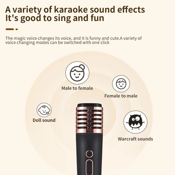 X5 Mini Karaoke Machine Vezeték nélküli mikrofon és hangszóró készlet 2 mikrofonnal - Fekete