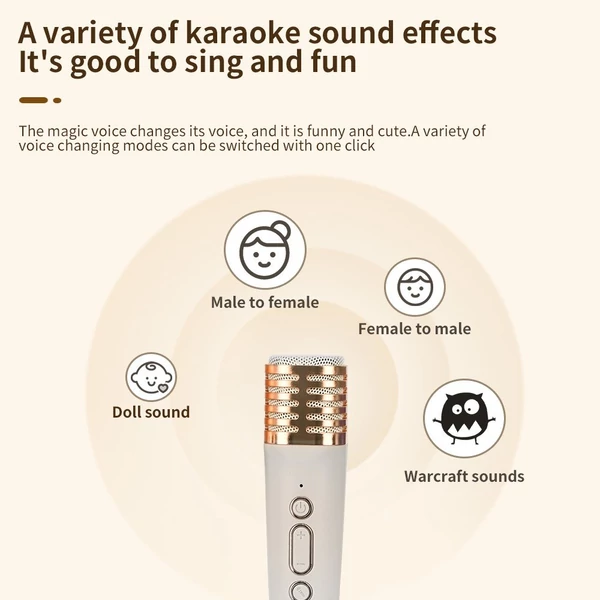 X5 Mini Karaoke Machine Vezeték nélküli mikrofon és hangszóró készlet 2 mikrofonnal - Fehér