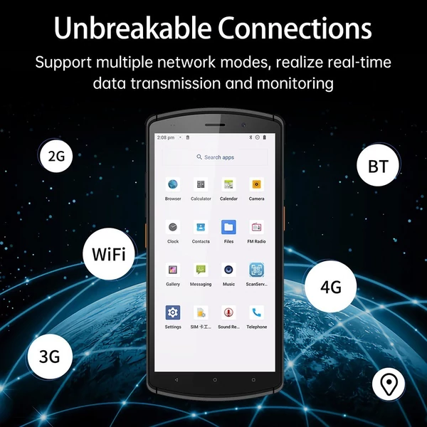 Android 12.0 vonalkódolvasó kézi PDA-terminál 2D szkennelő modullal, 5,7 hüvelykes érintőképernyő