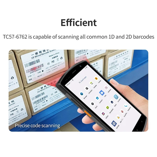 Android 12.0 vonalkódolvasó kézi PDA-terminál 2D szkennelő modullal, 5,7 hüvelykes érintőképernyő