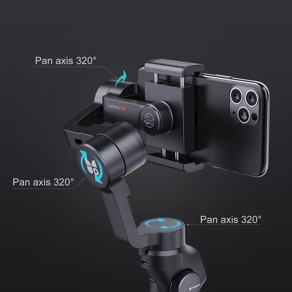 FUNSNAP Capture 2s okostelefon, 3 tengelyes karmantyú stabilizátor, kézi telefon stabilizátor szabványos készlet