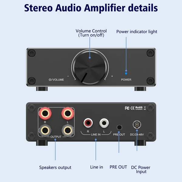 Digitális sztereó hangerősítő 2.0 audio TPA3255 300 W X 2 teljesítmény