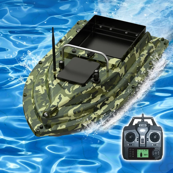 GPS horgászcsali csónak Vezeték nélküli vezérlés, automatikus visszatérés 400-500 m távirányító hatótávolság - Terepszínű, 12000mAh újratölthető
