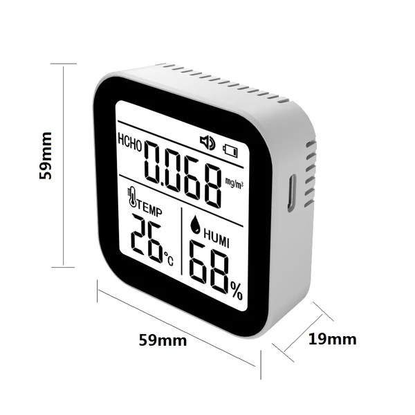3 az 1-ben levegőminőség monitor, nagy pontosságú, HCHO, formaldehid, hőmérséklet, páratartalom érzékelő