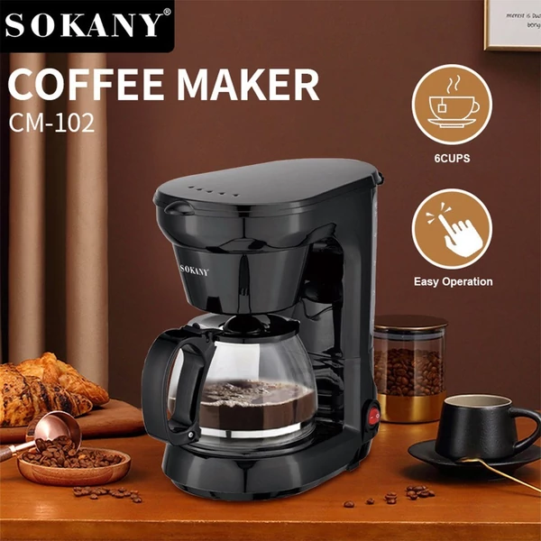 SOKANY CM102 6 csésze csepegtető kávéfőző 650 W - Fekete