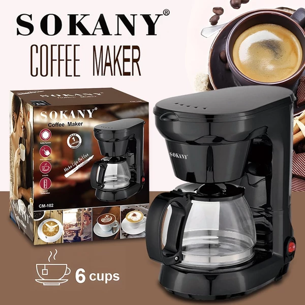 SOKANY CM102 6 csésze csepegtető kávéfőző 650 W - Fekete