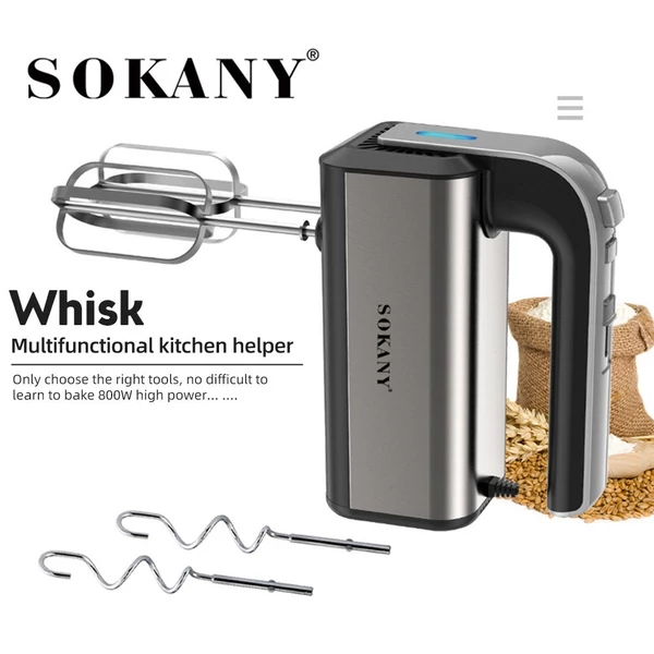 SOKANY 6651 elektromos kézi mixer tésztaakasztóval - Fekete