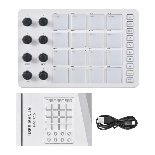 M-VAVE hordozható MIDI kontroller Strike Pad RGB háttérvilágítású MIDI billentyűzet, SMC-PAD