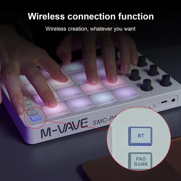 M-VAVE hordozható MIDI kontroller Strike Pad RGB háttérvilágítású MIDI billentyűzet, SMC-PAD