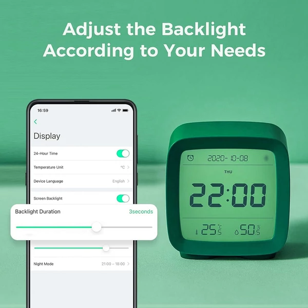 QingPing CGD1 digitális ébresztőóra Intelligens BT APP vezérlés - Zöld