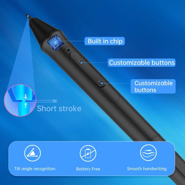 W500 elem nélküli Stylus Pen 8192 nyomásszintek 2 testreszabási kulccsal, 10 db-os tollheggyel