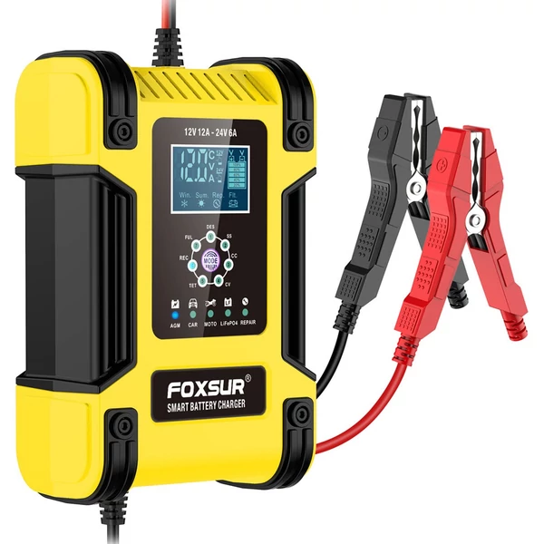 FOXSUR 100-240V 7 fokozatú autós akkumulátortöltő
