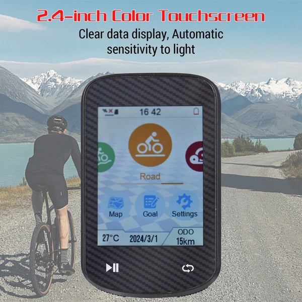 2,4 hüvelykes színes érintőképernyős GPS kerékpáros számítógép - A típus