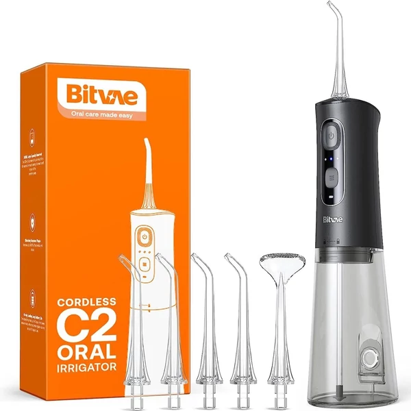 Bitvae C2 vezeték nélküli szájöblítő víz, fogselyem fogakhoz IPX7 vízálló vízselyem - Fekete