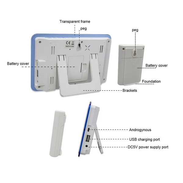 Többfunkciós vezeték nélküli otthoni/irodai meteorológiai állomás színes digitális kijelzővel - Típus 1