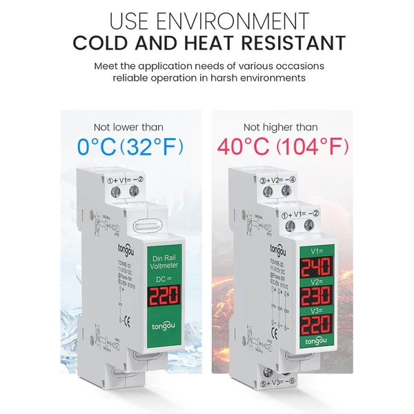 Kompakt egyenáramú feszültségmérő DC11V-310V intelligens LED digitális kijelzővel - TOVME-1D