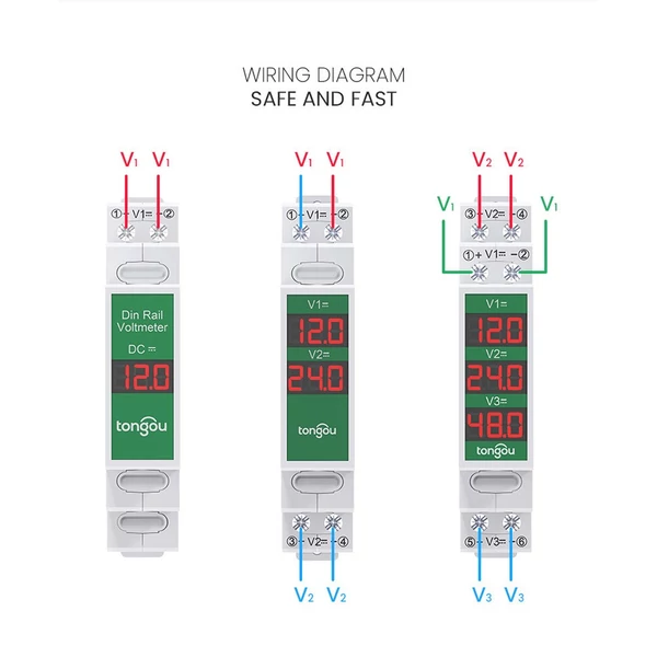 Kompakt egyenáramú feszültségmérő DC11V-310V intelligens LED digitális kijelzővel - TOVME-1D