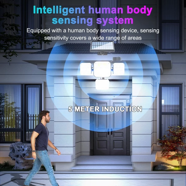 Intelligens kültéri napelemes fényvezérlő fali emberi test érzékelős lámpa kertben, udvarban - 2db