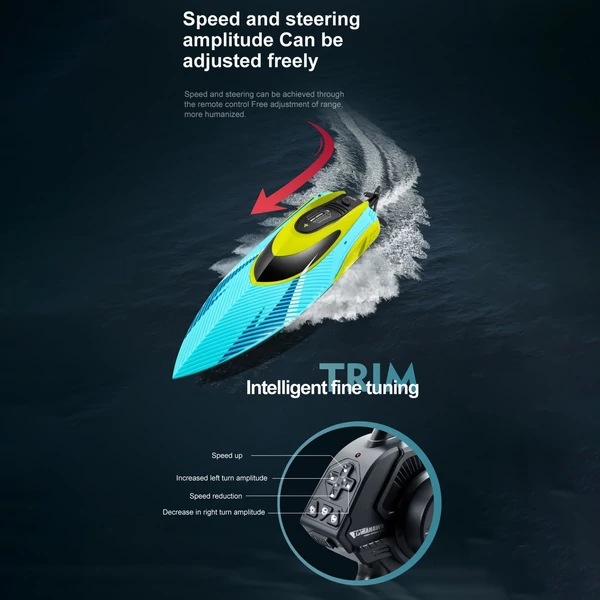 2.4G távirányítós motorcsónak felborulás visszaállítás funkcióval - Zöld, 3 akkumulátor
